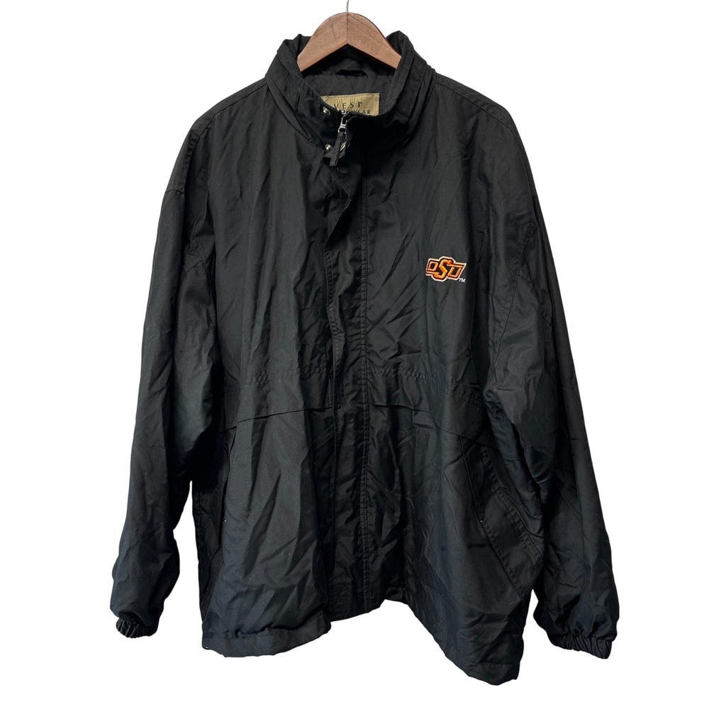 Vesi Sportswear Oklahoma State OSU Windbreaker Jacket Black Mens XL Water Repel